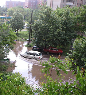 Global warming. In Poltava, Ukraine tropical downpours are frequent